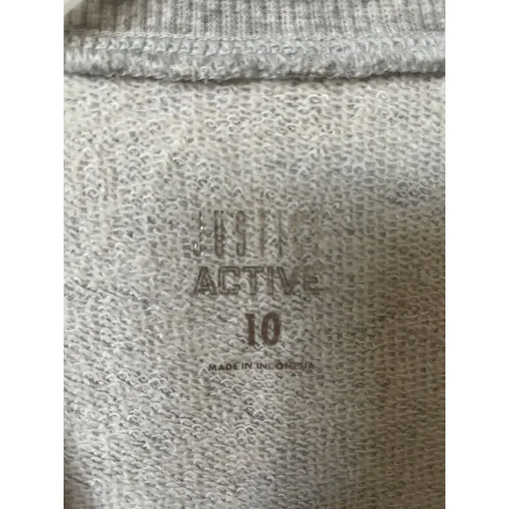 Justice Active Sparkle Glitter Unicorn Long Sleeve Crop Sweatshirt Top Size 10